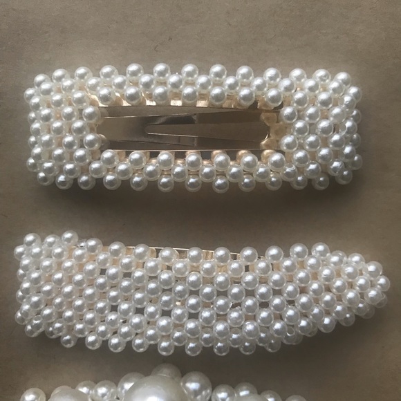4 Faux Pearl Oversized Embellished Hair Pins Clips - Picture 3 of 4